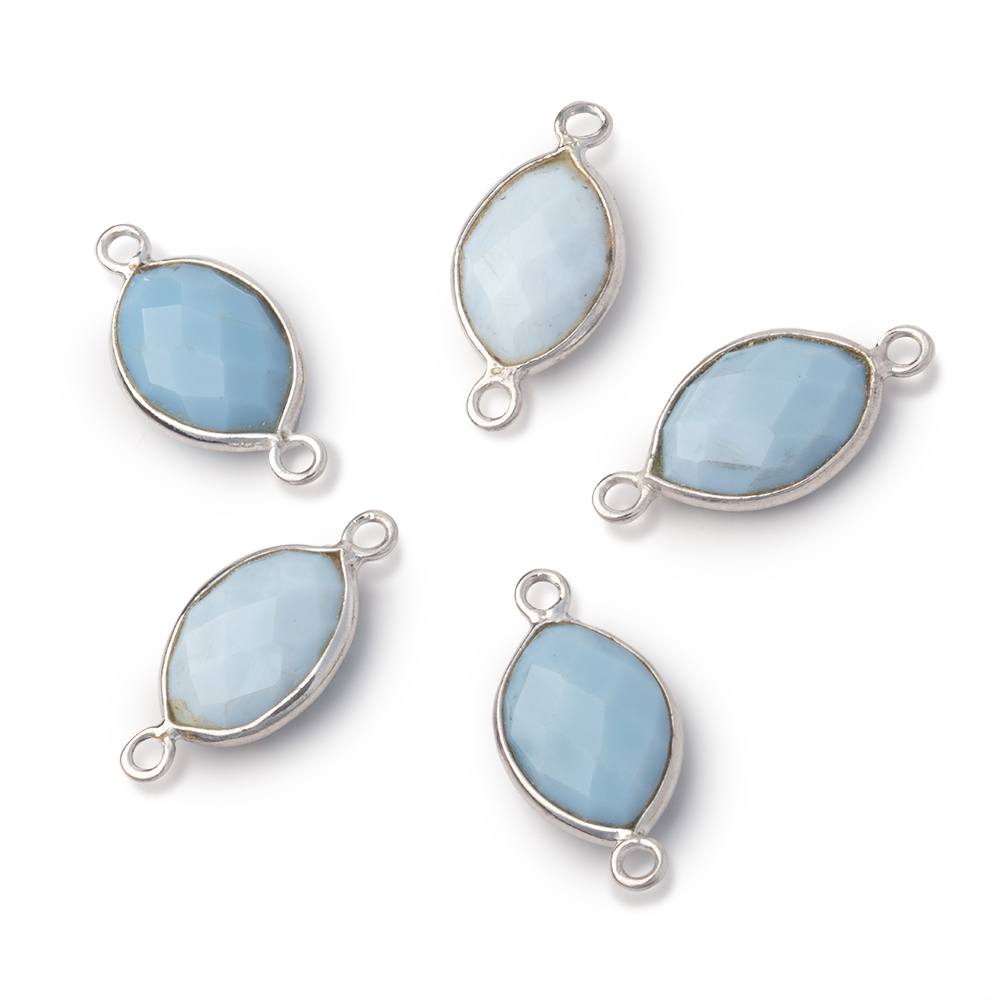 13x9mm Sterling Silver Bezel Owyhee Denim Opal Faceted Marquise 1 Connector (ONLINE ORDER ONLY)