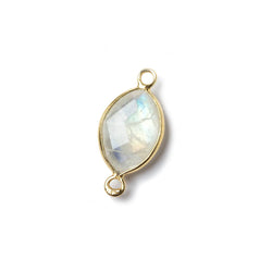 13x9mm Vermeil Bezel Rainbow Moonstone faceted marquise Petite Connector 1 piece (ONLINE ORDER ONLY)