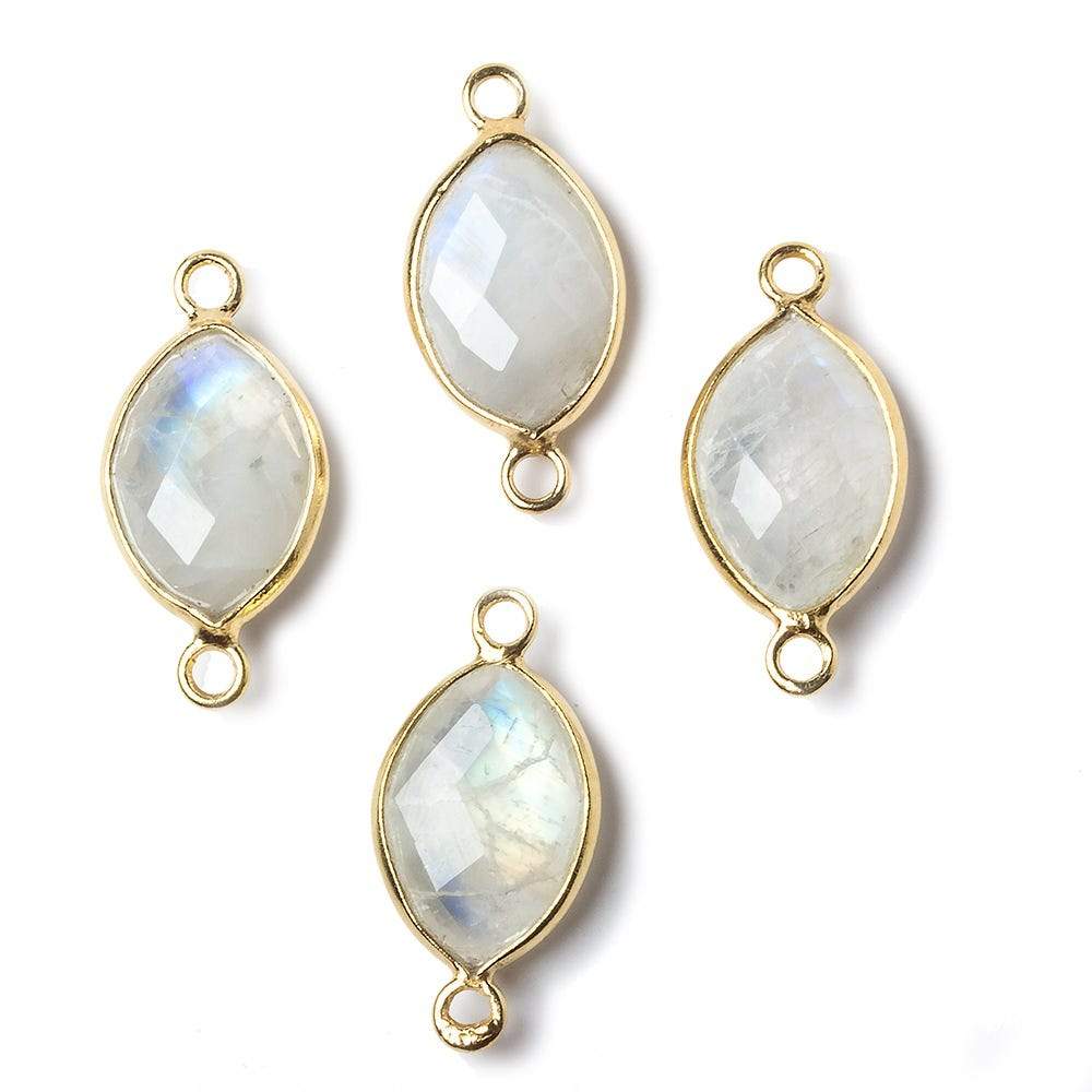 13x9mm Vermeil Bezel Rainbow Moonstone faceted marquise Petite Connector 1 piece (ONLINE ORDER ONLY)