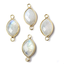 13x9mm Vermeil Bezel Rainbow Moonstone faceted marquise Petite Connector 1 piece (ONLINE ORDER ONLY)
