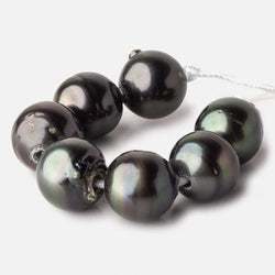 14-14.5mm Silver Peacock Tahitian Large Hole Saltwater Pearls 4 inch 7 pieces (ONLINE ORDER ONLY)