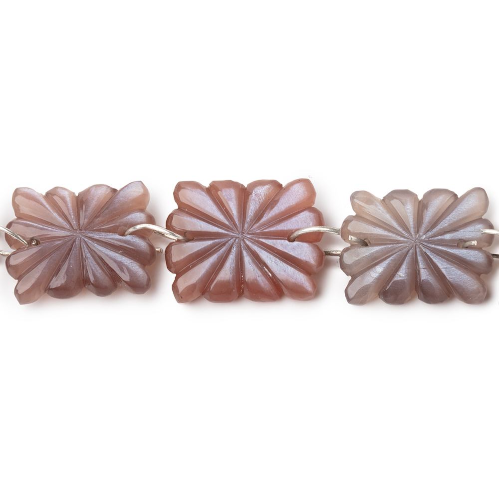 14-15mm Chocolate Moonstone Double Drill Carved Rectangle 10 Beads (ONLINE ORDER ONLY)