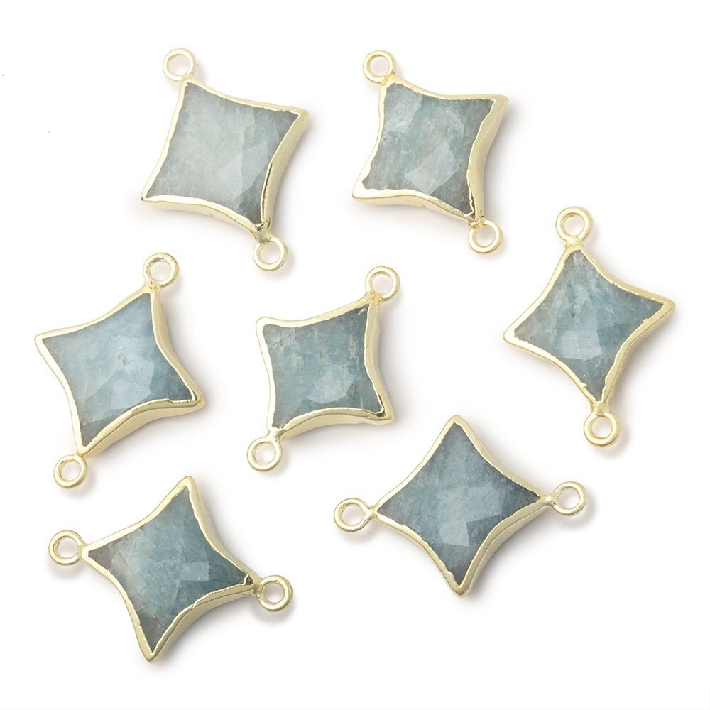 14-15mm Gold Leafed Aquamarine 4 Point Star Focal 2 Ring Connector (ONLINE ORDER ONLY)
