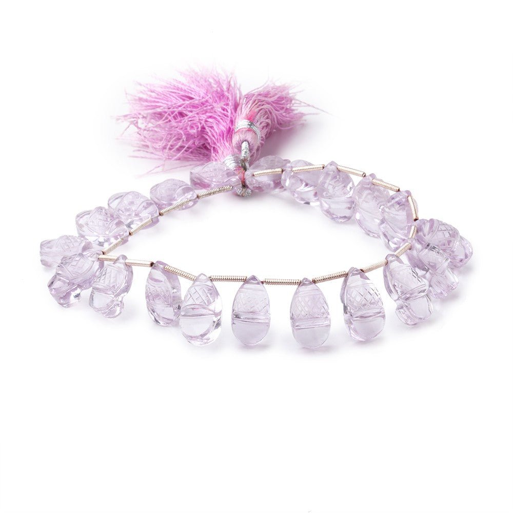 14-15mm Pink Amethyst Carved Pear Beads 8.5 inch 20 pieces (ONLINE ORDER ONLY)