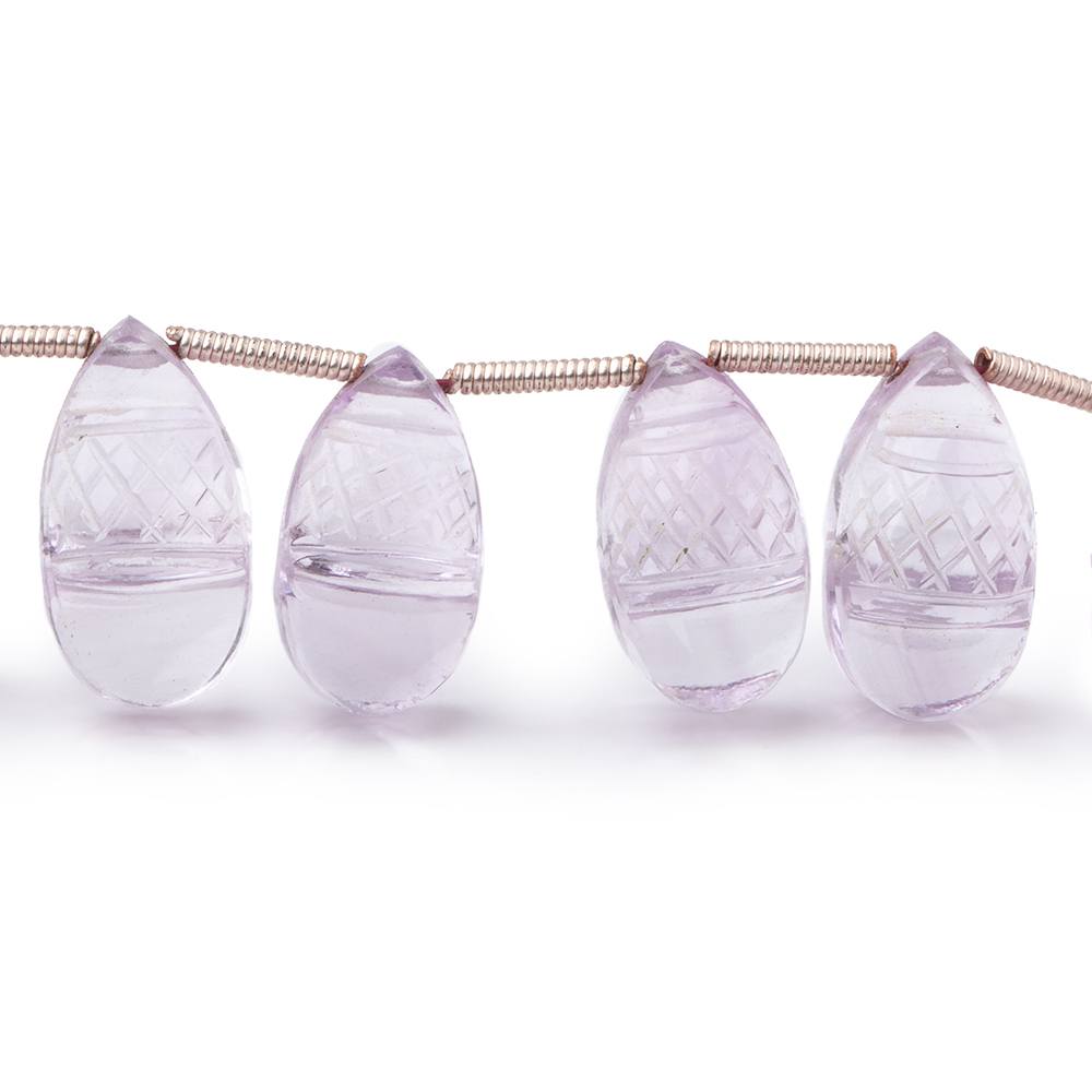 14-15mm Pink Amethyst Carved Pear Beads 8.5 inch 20 pieces (ONLINE ORDER ONLY)