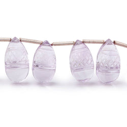 14-15mm Pink Amethyst Carved Pear Beads 8.5 inch 20 pieces (ONLINE ORDER ONLY)