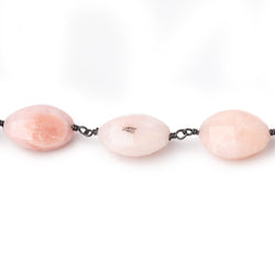 14-15mm Pink Peruvian Opal Faced Oval Beads on Black Gold over .925 Silver Chain