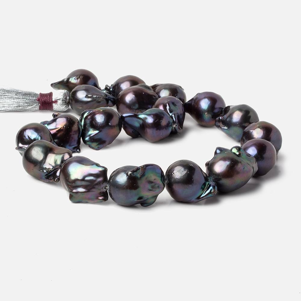 14-17mm Peacock Ultra Baroque Freshwater Pearls 17 inch 19 pcs .8mm drill hole AAA (ONLINE ORDER ONLY)
