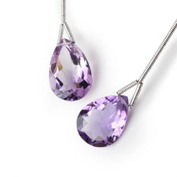 14-17mm Pink Amethyst Pavilion Faceted Pear Focal Set of 2 Beads AAA (ONLINE ORDER ONLY)