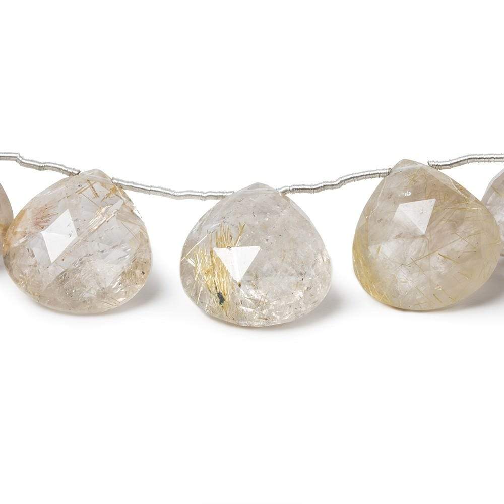 14-17mm Rutilated Quartz Heart Briolette 8 inch 11 pieces (ONLINE ORDER ONLY)