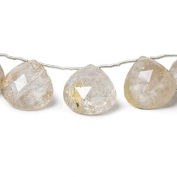 14-17mm Rutilated Quartz Heart Briolette 8 inch 11 pieces (ONLINE ORDER ONLY)