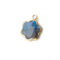14.5mm Gold Leafed Labradorite Faceted Quatrafoil Focal Bead Pendant sold as 1 piece (ONLINE ORDER ONLY)