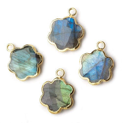14.5mm Gold Leafed Labradorite Faceted Quatrafoil Focal Bead Pendant sold as 1 piece (ONLINE ORDER ONLY)