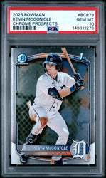 Graded 2025 Topps Bowman Chrome Kevin McGonigle #BCP79 Reptilian Refractor Rookie RC Baseball Card PSA 10 Gem Mint