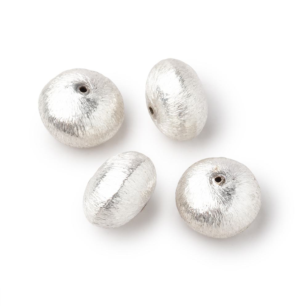 14mm Silver Plated Copper Brushed Puffy Disc Beads Set of 4 pieces (ONLINE ORDER ONLY)
