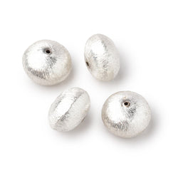 14mm Silver Plated Copper Brushed Puffy Disc Beads Set of 4 pieces (ONLINE ORDER ONLY)
