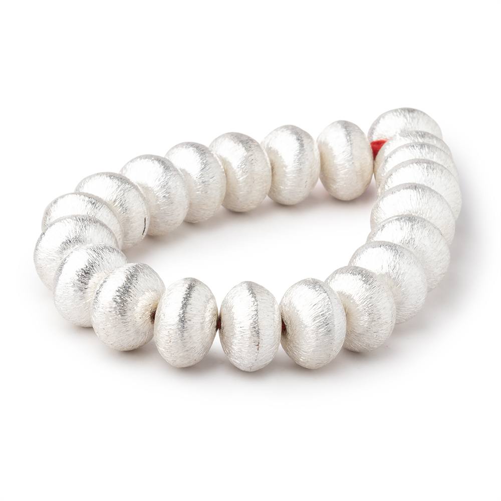 14mm Sterling Silver Plated Copper Brushed Puffy Disc 8 inch 21 Beads (ONLINE ORDER ONLY)