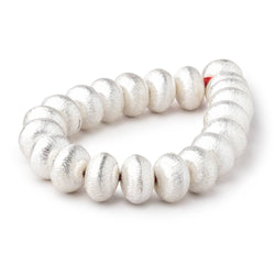 14mm Sterling Silver Plated Copper Brushed Puffy Disc 8 inch 21 Beads (ONLINE ORDER ONLY)