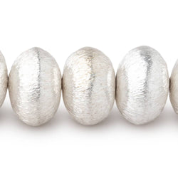 14mm Sterling Silver Plated Copper Brushed Puffy Disc 8 inch 21 Beads (ONLINE ORDER ONLY)