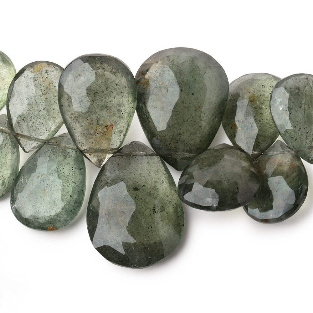 14x10-27x19mm Moss Aquamarine Faceted Pear Beads 8 inch 35 pieces AA (ONLINE ORDER ONLY)