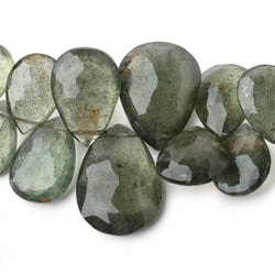 14x10-27x19mm Moss Aquamarine Faceted Pear Beads 8 inch 35 pieces AA (ONLINE ORDER ONLY)
