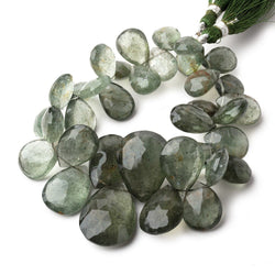 14x10-27x19mm Moss Aquamarine Faceted Pear Beads 8 inch 35 pieces AA (ONLINE ORDER ONLY)