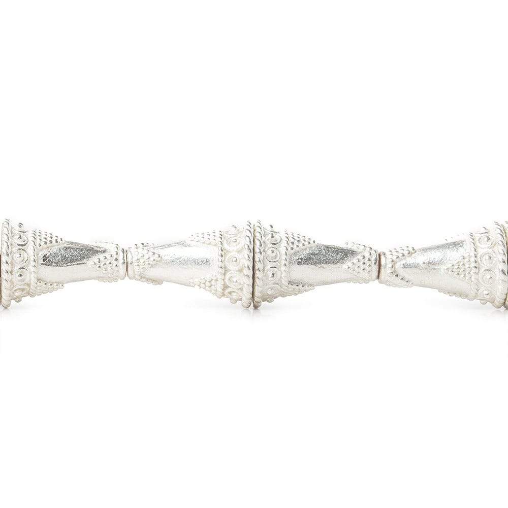 14x10mm Sterling Silver Plated Copper Cone Granulated Twisted Rope Edge 8 inch 14 pcs (ONLINE ORDER ONLY)