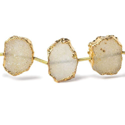 14x11-16x13mm Gold Leafed Creamy White Drusy straight drilled Slices 8 inch 11 beads (ONLINE ORDER ONLY)