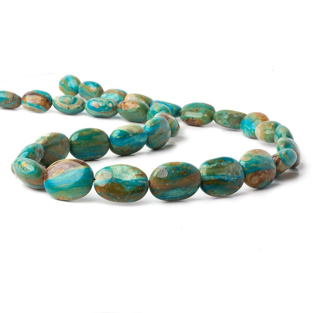 14x11-20x15mm Peruvian Blue Opal with Matrix plain oval nuggets 18 inch 29 beads AA (ONLINE ORDER ONLY)