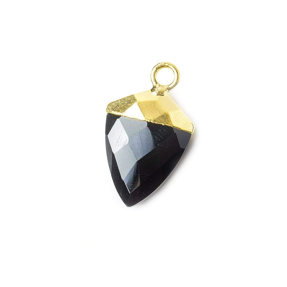 14x11mm Gold Leafed Black Chalcedony faceted Shield Pendant 1 piece (ONLINE ORDER ONLY)