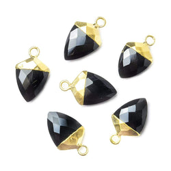 14x11mm Gold Leafed Black Chalcedony faceted Shield Pendant 1 piece (ONLINE ORDER ONLY)