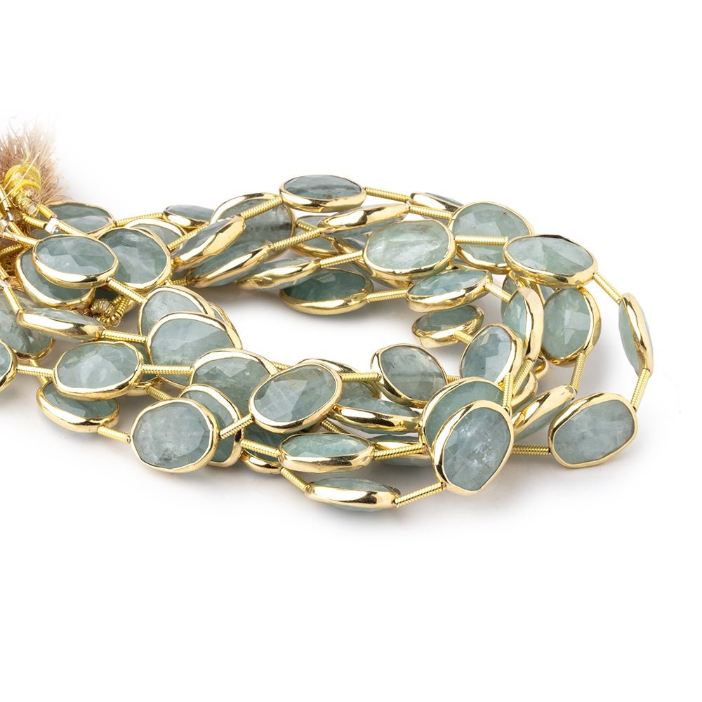 14x11mm Vermeil Bezel Aquamarine Faceted Nugget Beads 8 inch 10 pieces (ONLINE ORDER ONLY)