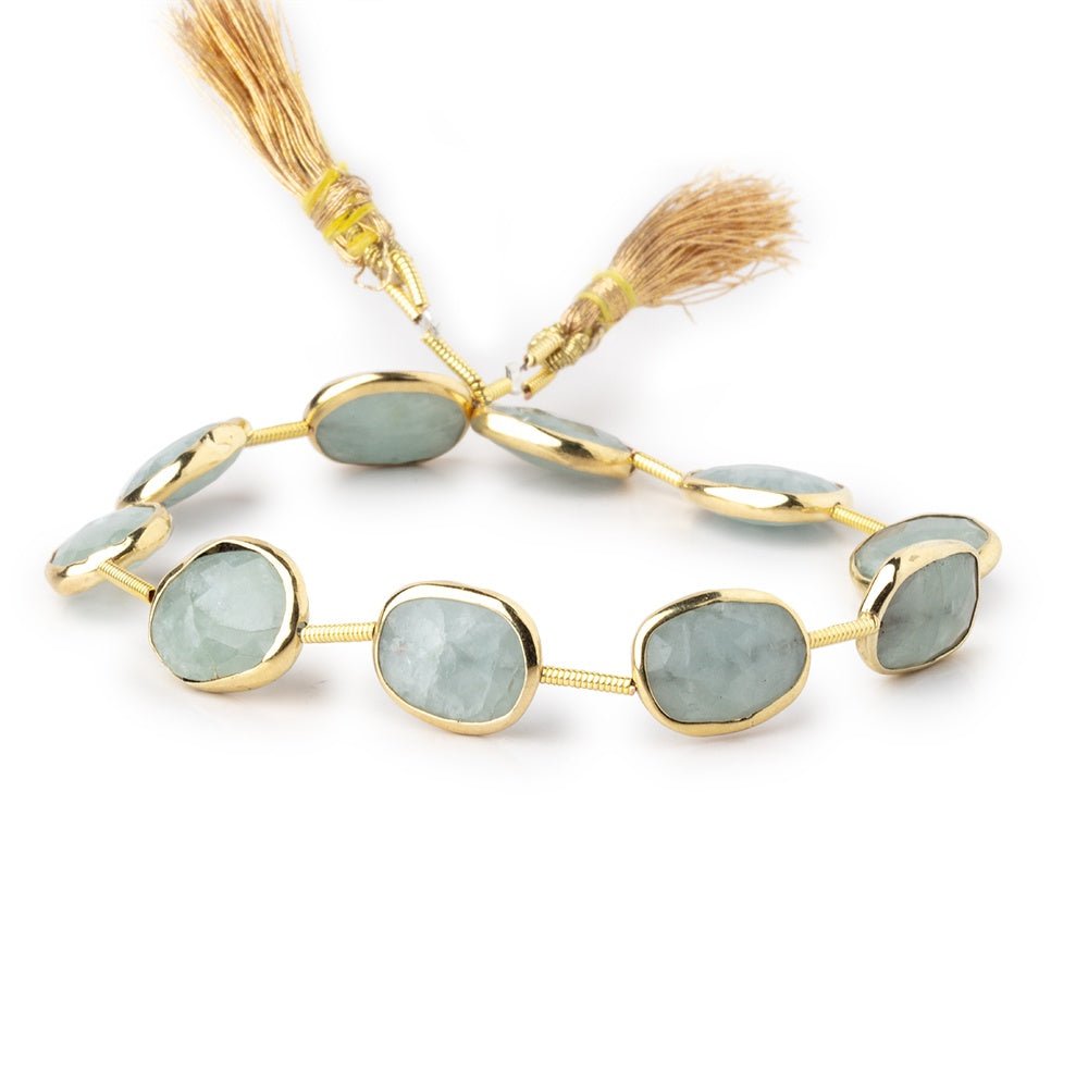 14x11mm Vermeil Bezel Aquamarine Faceted Nugget Beads 8 inch 10 pieces (ONLINE ORDER ONLY)