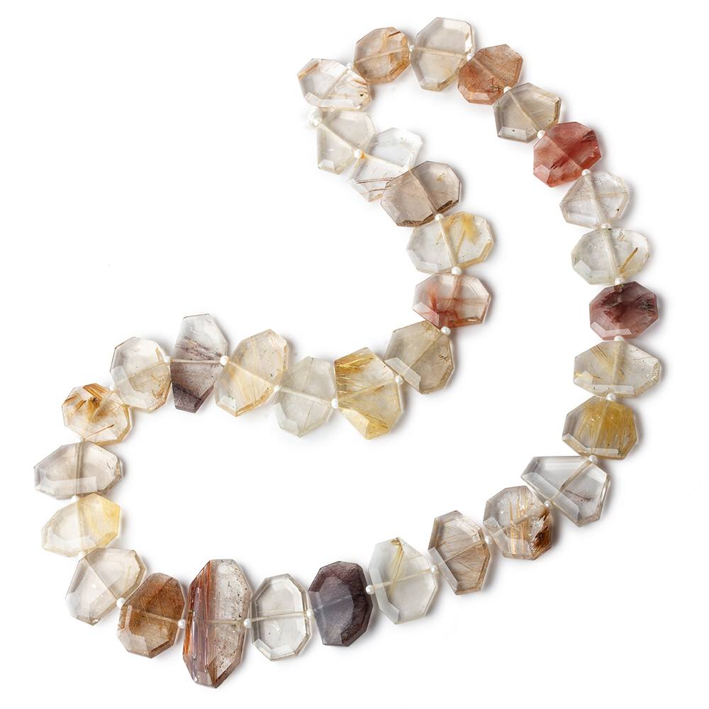 14x12-26x13mm Rutilated Quartz Side Drilled Bevel Faceted Flat Nuggets 18 inch 34 pieces AA (ONLINE ORDER ONLY)