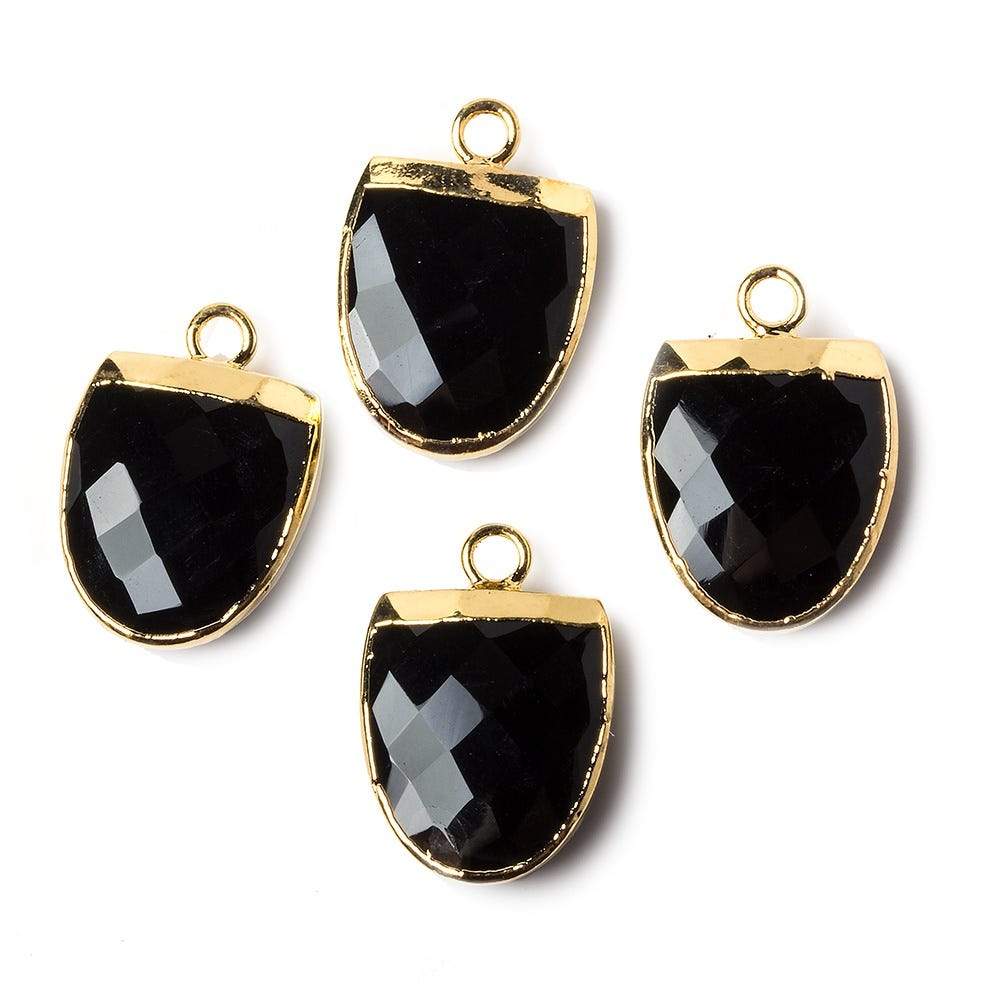 14x12mm Gold Leafed Black Chalcedony Half Oval Pendant 1 focal bead (ONLINE ORDER ONLY)