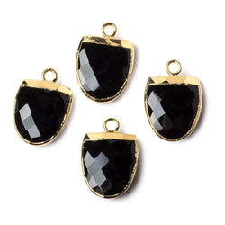 14x12mm Gold Leafed Black Chalcedony Half Oval Pendant 1 focal bead (ONLINE ORDER ONLY)
