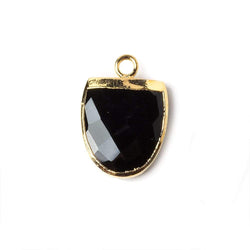 14x12mm Gold Leafed Black Chalcedony Half Oval Pendant 1 focal bead (ONLINE ORDER ONLY)