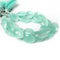 14x12mm Sea Blue Chalcedony straight drilled faceted nugget beads 8 inch 14 pieces A (ONLINE ORDER ONLY)