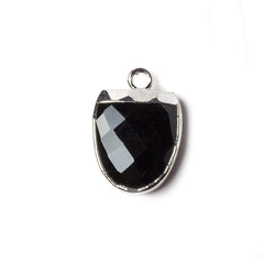 14x12mm Silver Leafed Black Chalcedony Half Oval Pendant 1 focal bead (ONLINE ORDER ONLY)