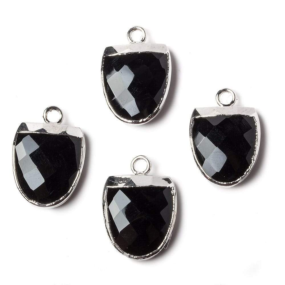 14x12mm Silver Leafed Black Chalcedony Half Oval Pendant 1 focal bead (ONLINE ORDER ONLY)