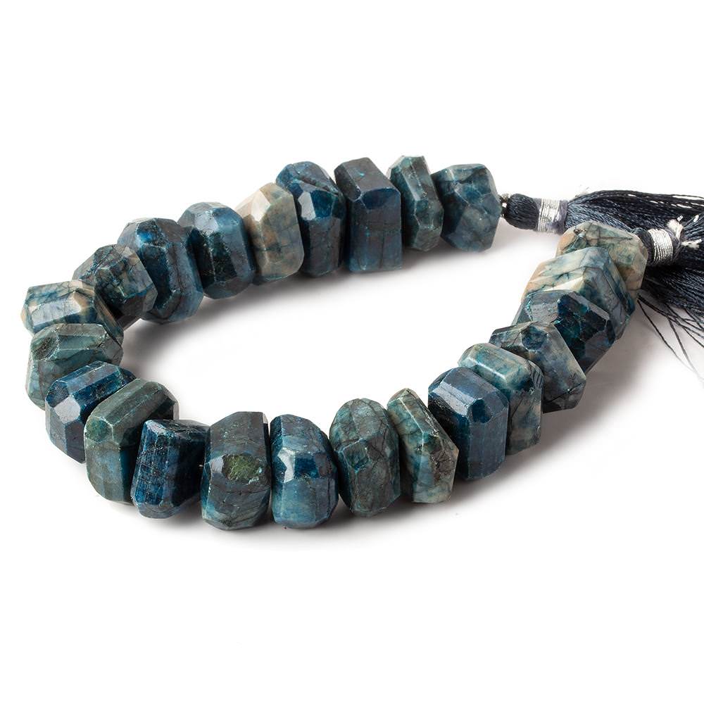 14x13-15x14mm Azurite center drilled faceted chunky nugget beads 7.5 inch 26 pieces A (ONLINE ORDER ONLY)