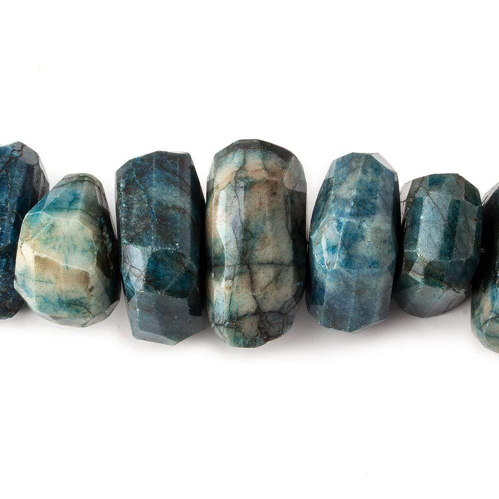 14x13-15x14mm Azurite center drilled faceted chunky nugget beads 7.5 inch 26 pieces A (ONLINE ORDER ONLY)