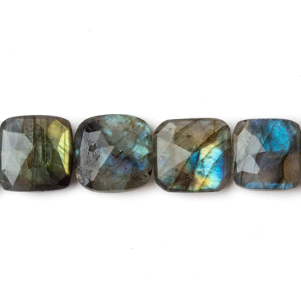 13x13-14x14mm Labradorite faceted square cushion beads 8 inch 14 pieces (ONLINE ORDER ONLY)