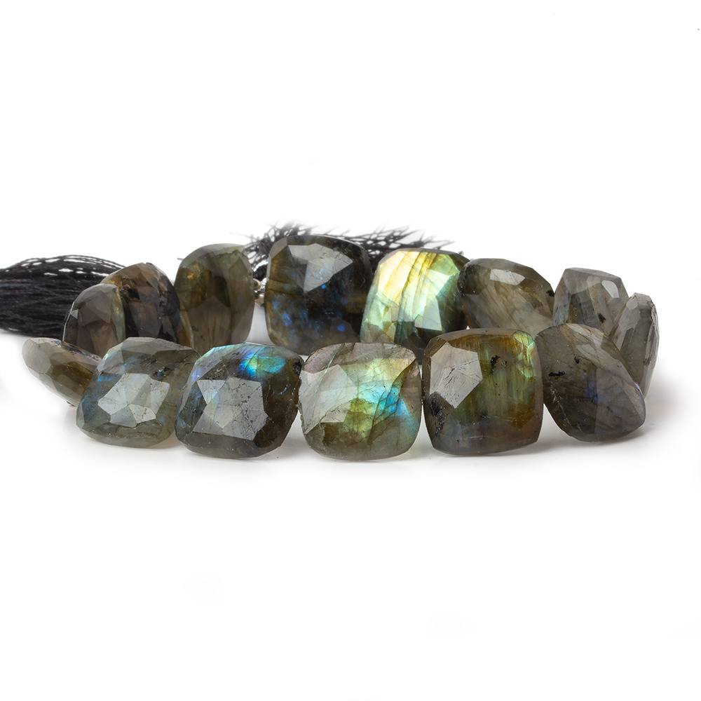 13x13-14x14mm Labradorite faceted square cushion beads 8 inch 14 pieces (ONLINE ORDER ONLY)