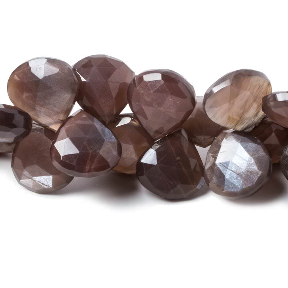 14x14-16x16mm Chocolate Moonstone faceted heart beads 7.5 inch 34 pcs (ONLINE ORDER ONLY)