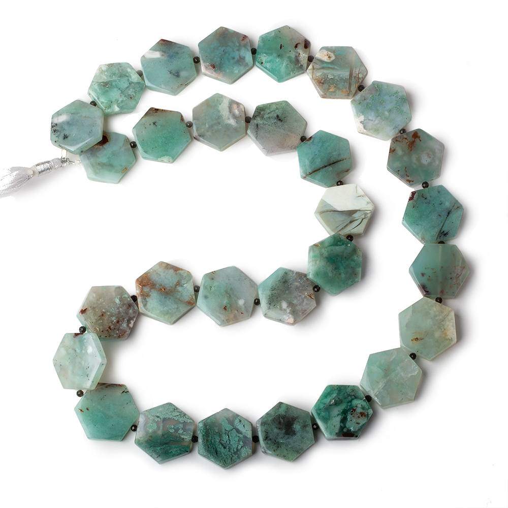 14x14-22x22mm Aqua Green Chalcedony plain hexagons 17 inch 23 beads (ONLINE ORDER ONLY)