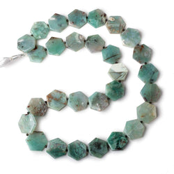 14x14-22x22mm Aqua Green Chalcedony plain hexagons 17 inch 23 beads (ONLINE ORDER ONLY)
