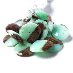 14x14-24x24mm Chrysoprase & Matrix faceted Heart beads 4.25 inch 11 pieces (ONLINE ORDER ONLY)