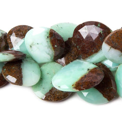 14x14-24x24mm Chrysoprase & Matrix faceted Heart beads 4.25 inch 11 pieces (ONLINE ORDER ONLY)