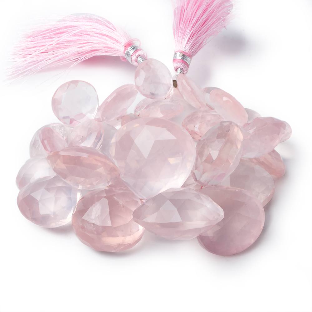 14x14-26x26mm Rose Quartz faceted heart beads 8 inch 33 pieces AA (ONLINE ORDER ONLY)